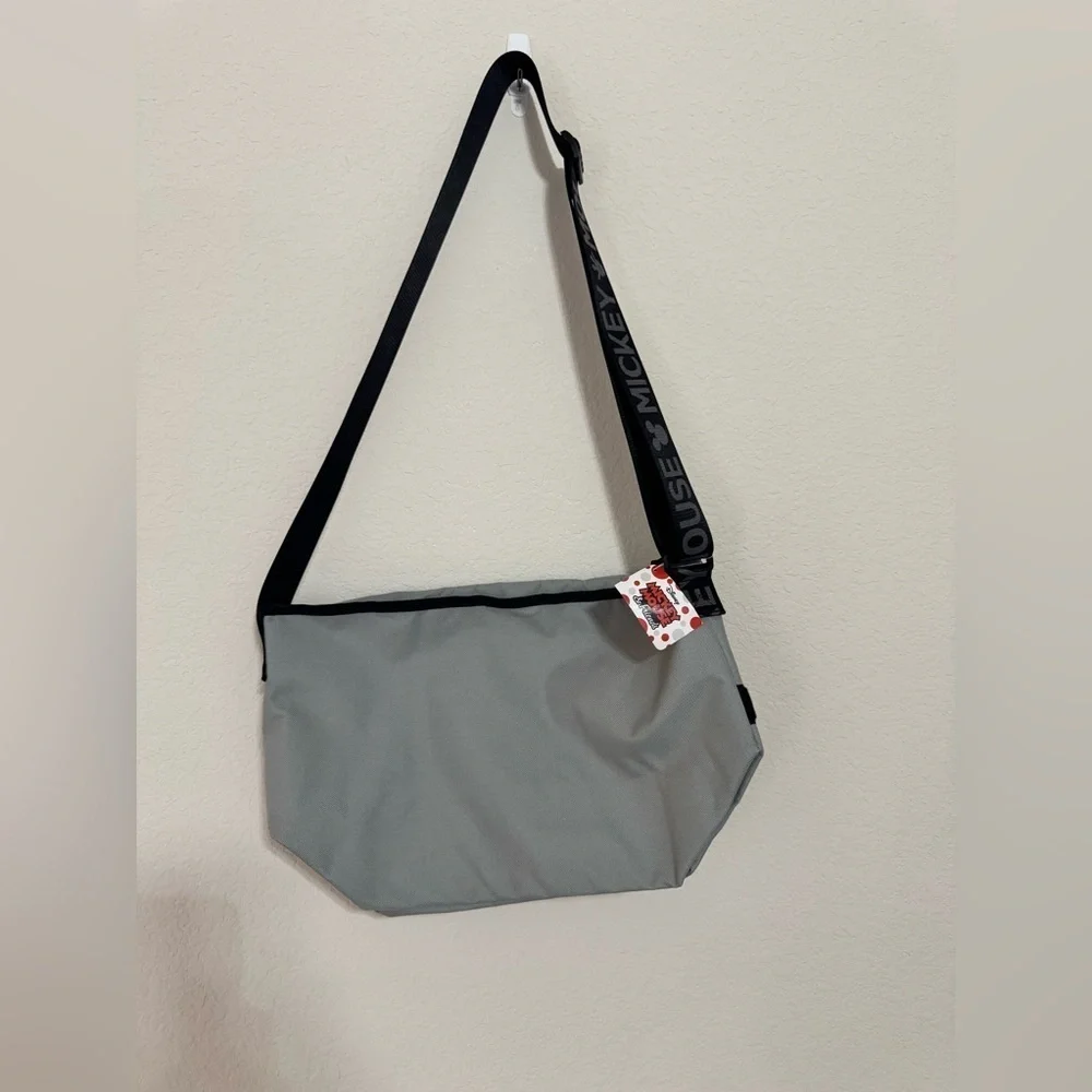 Disney Original Mickey Seaside Racing Vinyl Messenger Bag Gray NWT